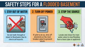 Safety steps for flooded basement